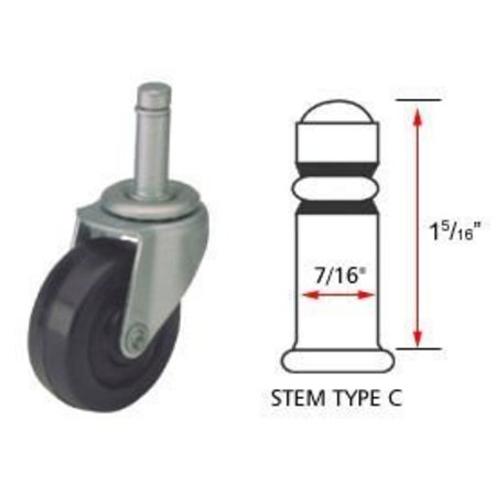 Algood Algood Standard Series Chair Caster with Hard Rubber Wheel S0823-437SX1 5/16-U - Stem Type C S0823-437SX1 5/16-U